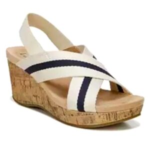 LifeStride Dream Big Womens Criss Cross Slingback Wedge Sandals sz 7.5